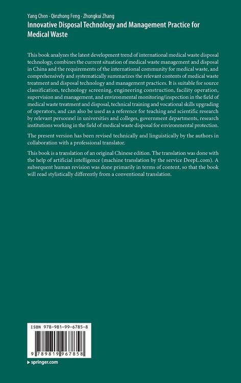 Produktbild: Innovative Disposal Technology and Management Practice for Medical Waste