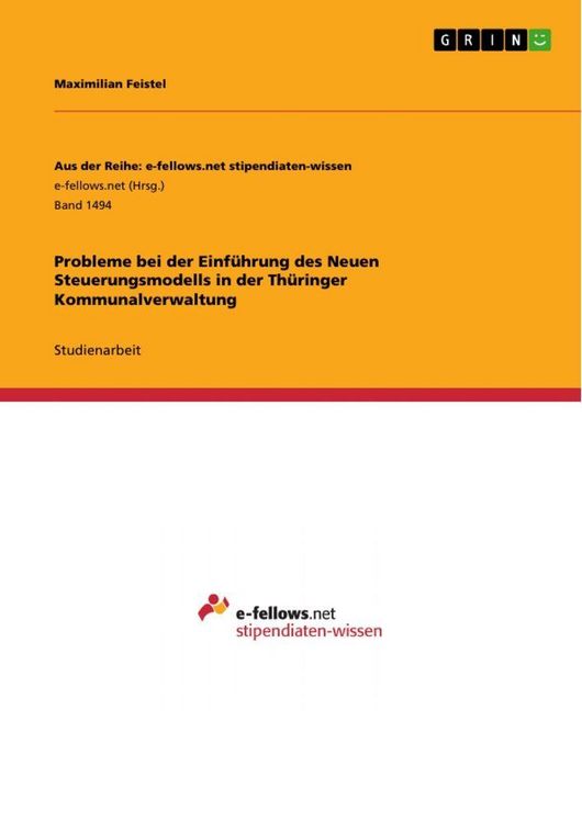 Produktbild: Probleme bei der Einf&uuml;hrung des Neuen Steuerungsmodells in der Th&uuml;ringer Kommunalverwaltung