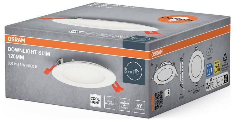 Produktbild: OSRAM HOMELIGHTING 4099854445156 Downlight Slim 120mm 8W 4000K LED-Deckenleuchte 8.00 W Wei&szlig;