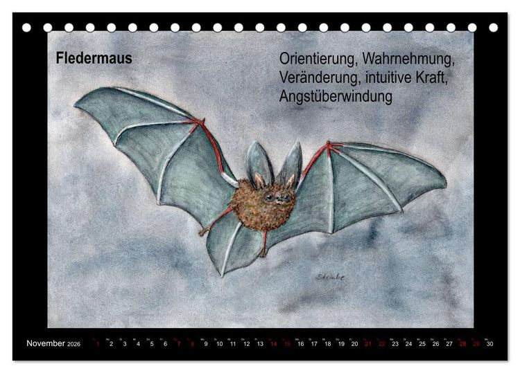 Produktbild: Krafttiere in Aquarell (Tischkalender 2026 DIN A5 quer), CALVENDO Monatskalender