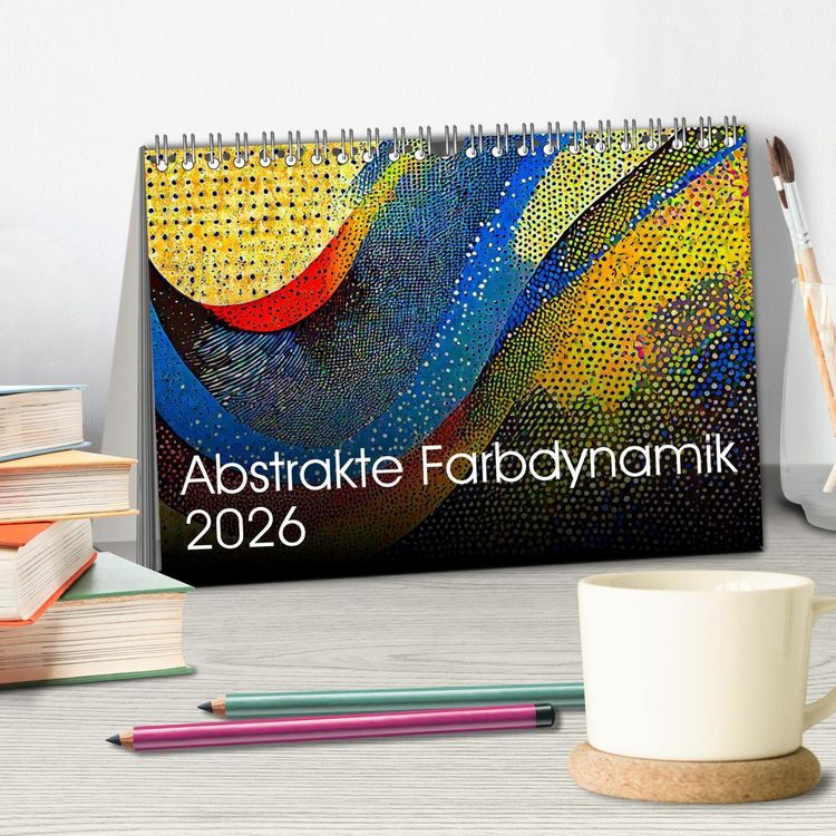 Produktbild: Abstrakte Farbdynamik (Tischkalender 2026 DIN A5 quer), CALVENDO Monatskalender