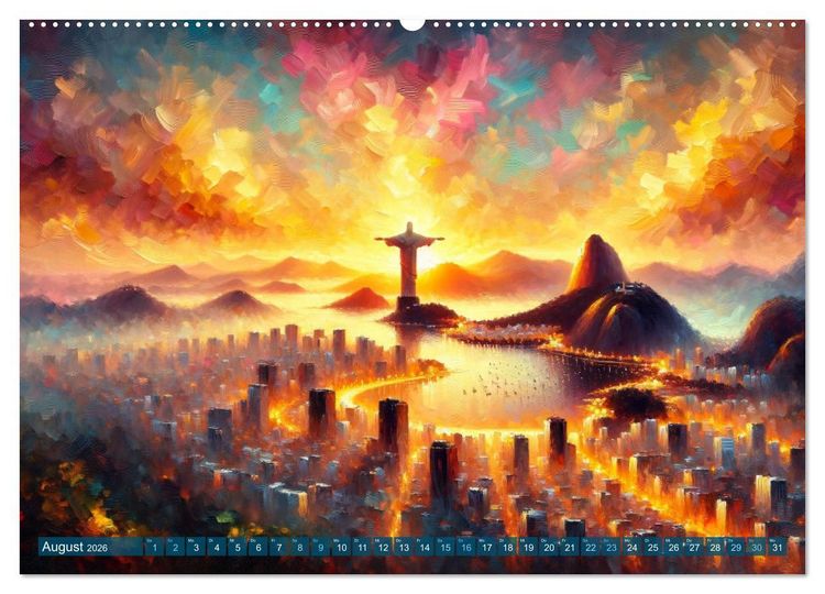 Produktbild: Impressionistische Skylines - Weltst&auml;dte von KI visualisiert (Wandkalender 2026 DIN A2 quer), CALVENDO Monatskalender