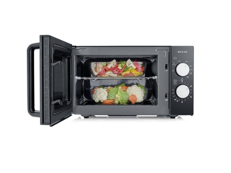 Produktbild: Severin MW 7762 Mikrowelle Schwarz, Edelstahl 800W Grillfunktion