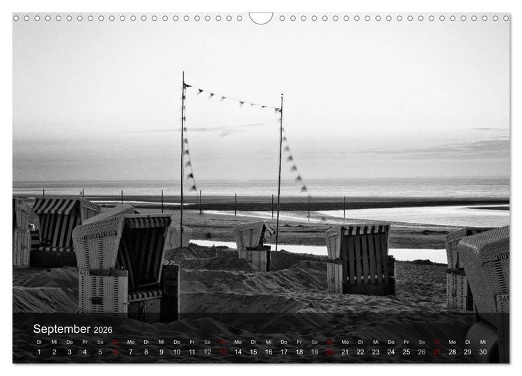 Produktbild: Wangerooge Noir (Wandkalender 2026 DIN A3 quer), CALVENDO Monatskalender