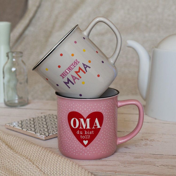 Produktbild: Becher in Emailloptik "Oma du bist toll!"
