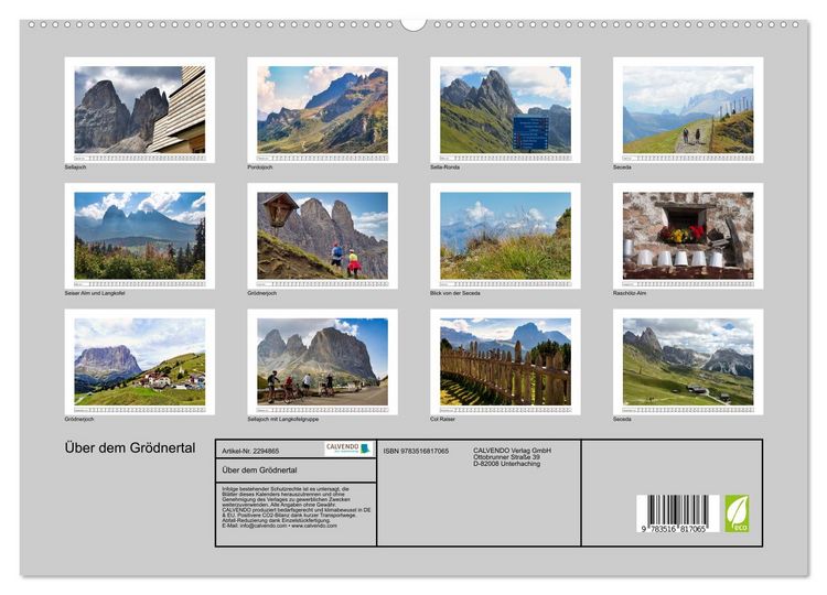 Produktbild: &Uuml;ber dem Gr&ouml;dnertal (hochwertiger Premium Wandkalender 2027 DIN A2 quer), Kunstdruck in Hochglanz