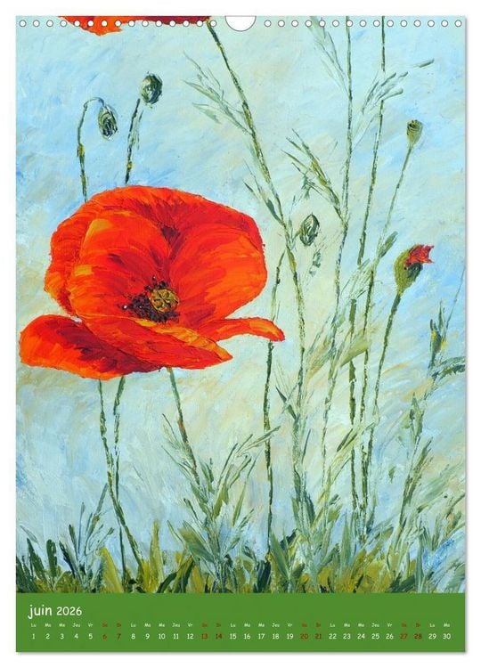 Produktbild: Coquelicots en peinture (Calendrier mural 2026 DIN A3 horizontal), CALVENDO calendrier mensuel