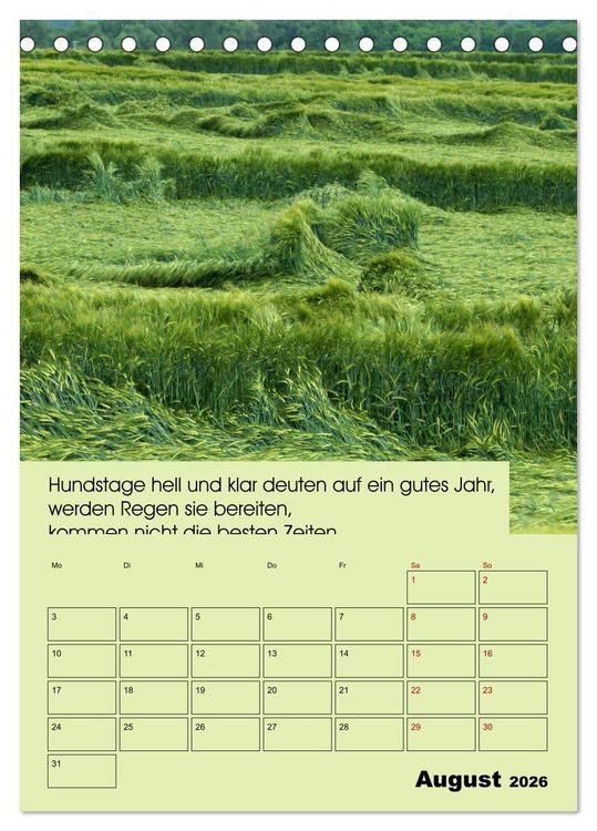 Produktbild: Wetter-Regeln der Bauern (Tischkalender 2026 DIN A5 hoch), CALVENDO Monatskalender
