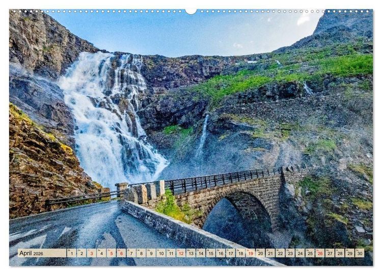 Produktbild: K&ouml;nigsroute Norwegens (hochwertiger Premium Wandkalender 2026 DIN A2 quer), Kunstdruck in Hochglanz