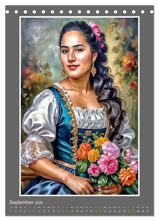 Produktbild: Ladies, Lace and Flowers (Desk Calendar 2026 DIN A5 portrait), CALVENDO 12 Month DeskCalendar