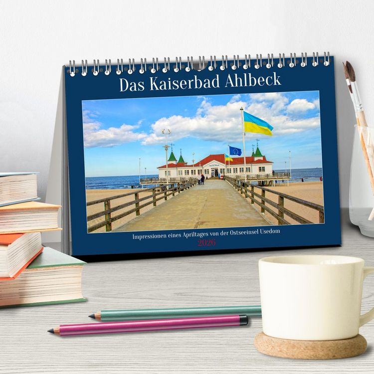 Produktbild: Das Kaiserbad Ahlbeck &ndash; Augenblicke eines Apriltages von der Ostseeinsel Usedom (Tischkalender 2026 DIN A5 quer), CALVENDO Monatskalender