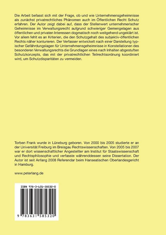 Produktbild: Der Schutz von Unternehmensgeheimnissen im &Ouml;ffentlichen Recht