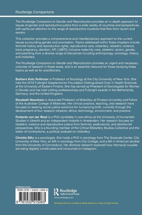 Produktbild: The Routledge Companion to Gender and Reproduction