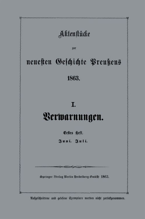 Produktbild: Aktenst&uuml;cke zur neuesten Geschichte Preu&szlig;ens 1863
