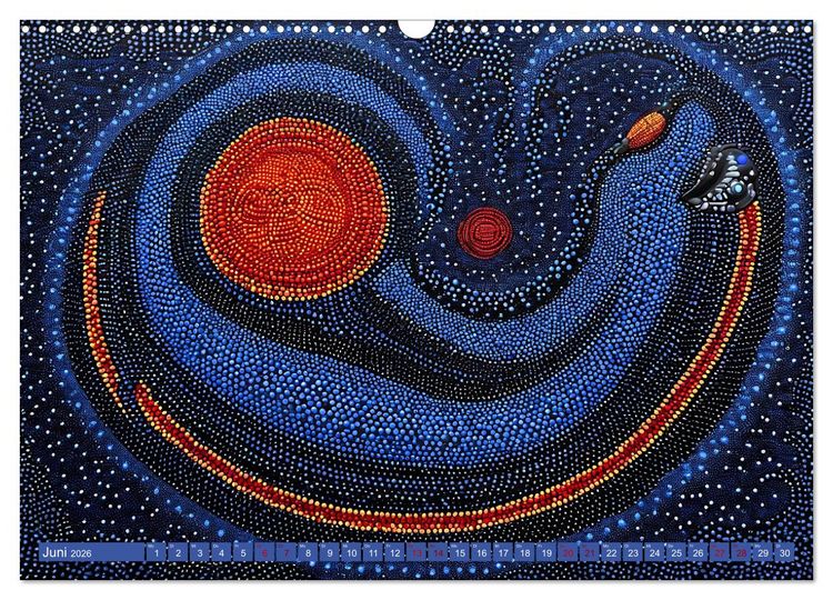 Produktbild: Traumzeit - KI-generierte Aborigine-Kunst aus dem Herzen Australiens (Wandkalender 2026 DIN A3 quer), CALVENDO Monatskalender