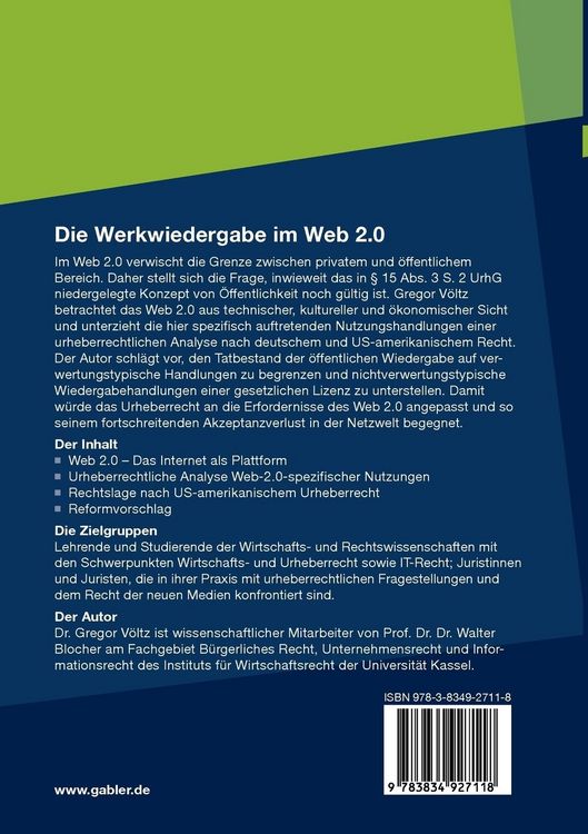 Produktbild: Die Werkwiedergabe im Web 2.0