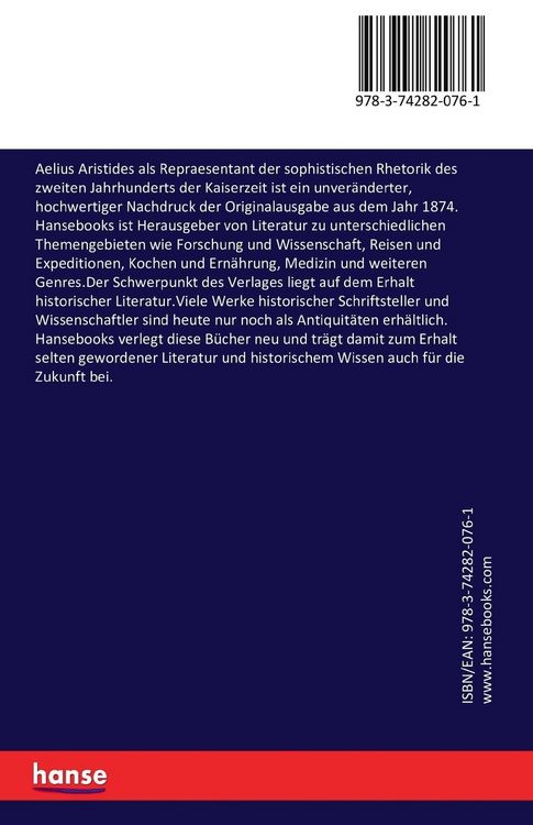 Produktbild: Aelius Aristides als Repraesentant der sophistischen Rhetorik des zweiten Jahrhunderts der Kaiserzeit