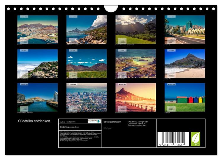 Produktbild: S&uuml;dafrika entdecken (Wandkalender 2026 DIN A4 quer), CALVENDO Monatskalender