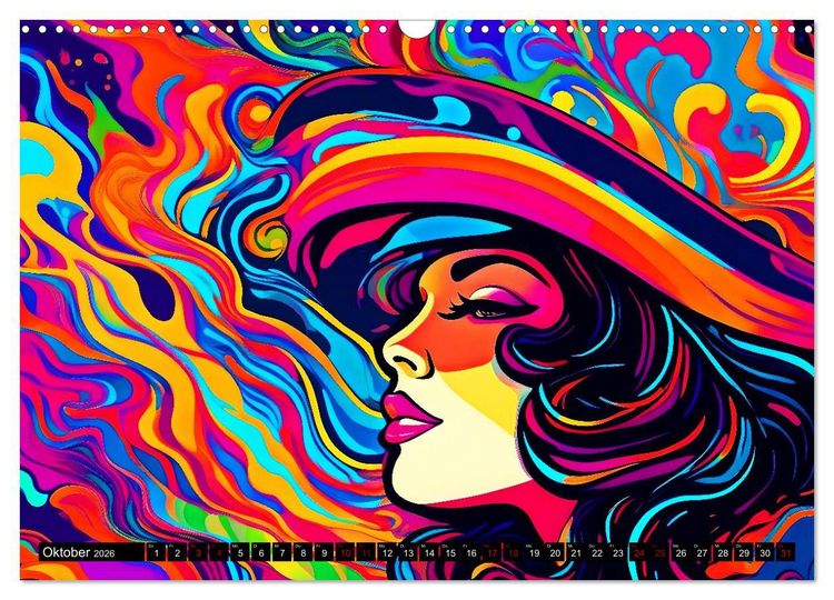 Produktbild: Psychedelische Ladies (Wandkalender 2026 DIN A3 quer), CALVENDO Monatskalender