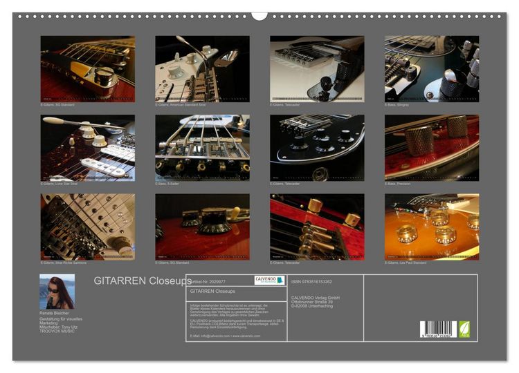 Produktbild: GITARREN Closeups (Wandkalender 2026 DIN A2 quer), CALVENDO Monatskalender