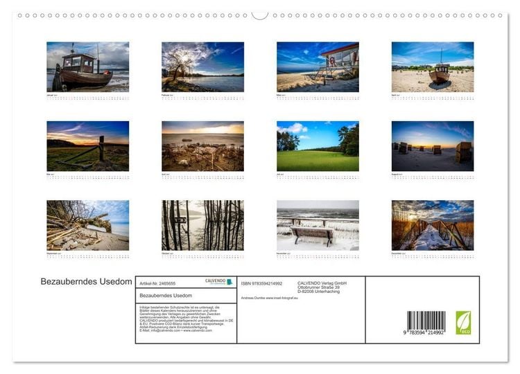 Produktbild: Bezauberndes Usedom (hochwertiger Premium Wandkalender 2027 DIN A2 quer), Kunstdruck in Hochglanz