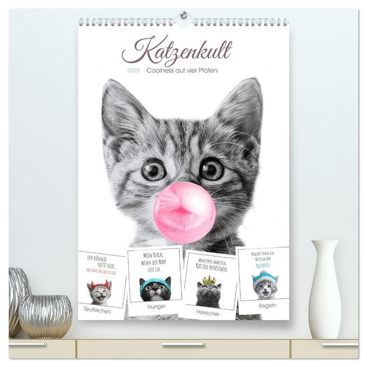 Produktbild: Katzenkult - Coolness auf vier Pfoten (hochwertiger Premium Wandkalender 2026 DIN A2 hoch), Kunstdruck in Hochglanz