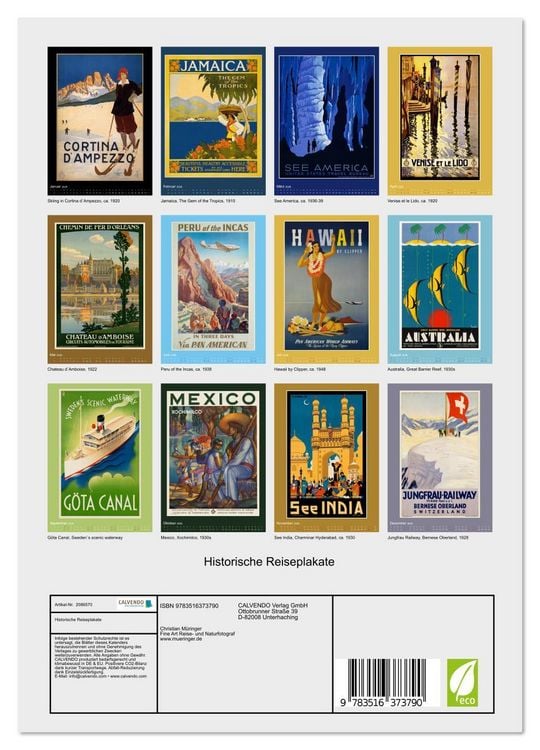 Produktbild: Historische Reiseplakate (Wandkalender 2026 DIN A4 hoch), CALVENDO Monatskalender