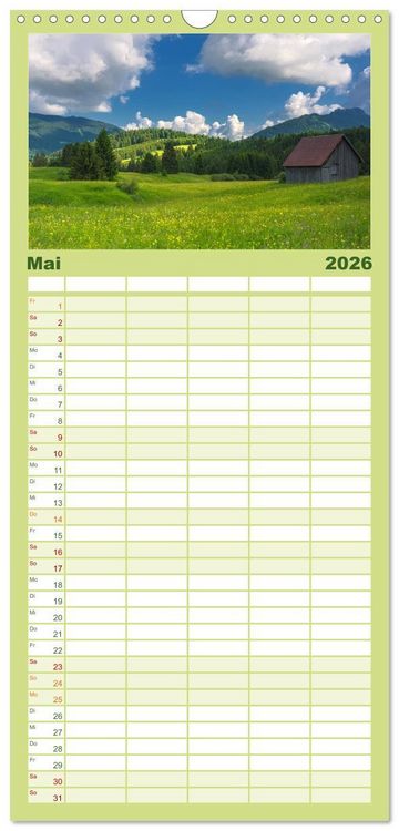 Produktbild: Familienplaner 2026 - Bergwelten mit 5 Spalten (Wandkalender, 21 x 45 cm) CALVENDO
