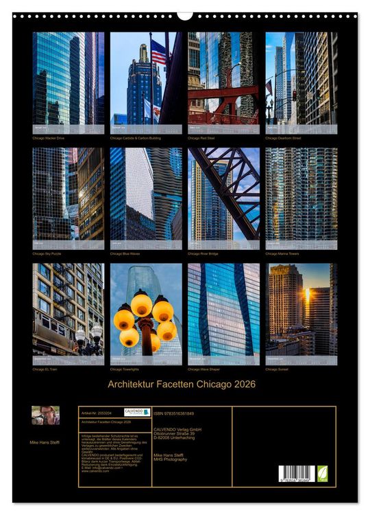 Produktbild: Architektur Facetten Chicago 2026 (Wandkalender 2026 DIN A2 hoch), CALVENDO Monatskalender