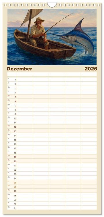 Produktbild: Familienplaner 2026 - Ernest Hemingway mit 5 Spalten (Wandkalender, 21 x 45 cm) CALVENDO