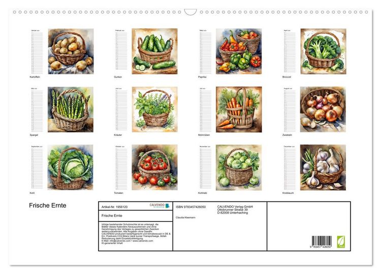 Produktbild: Frische Ernte (Wandkalender 2026 DIN A2 quer), CALVENDO Monatskalender
