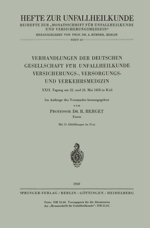 Produktbild: Verhandlungen der Deutschen Gesellschaft f&uuml;r Unfallheilkunde Versicherungs-, Versorgungs- und Verkehrsmedizin