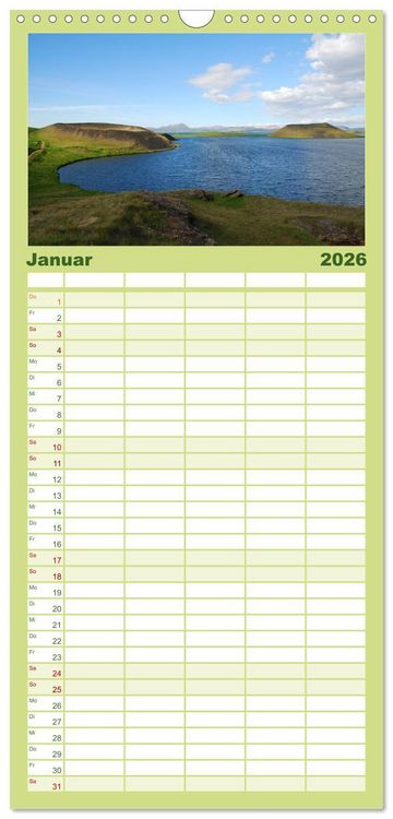 Produktbild: Familienplaner 2026 - Das ist ISLAND mit 5 Spalten (Wandkalender, 21 x 45 cm) CALVENDO