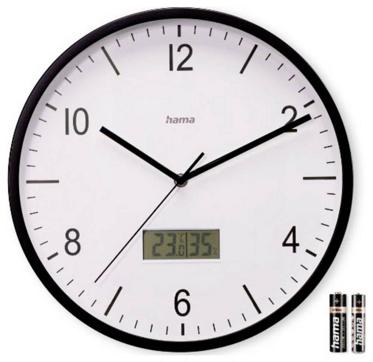 Produktbild: Hama 00185887 Funk Wanduhr 35cm x 350mm x 350mm x 40mm Schwarz