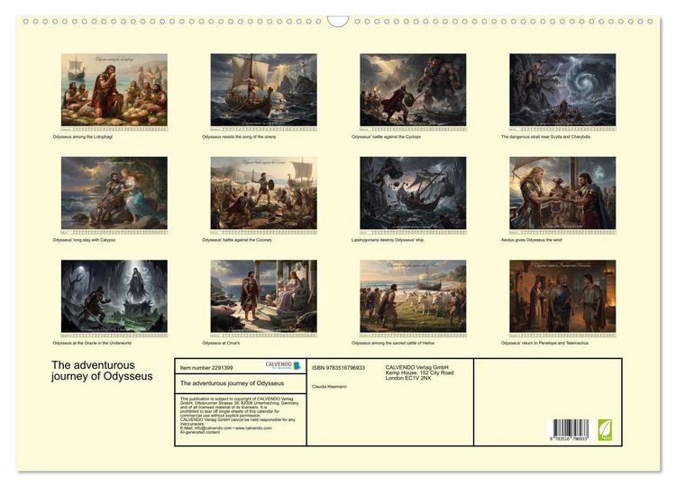 Produktbild: The adventurous journey of Odysseus (Wall Calendar 2027 DIN A2 landscape), CALVENDO 12 Month Wall Calendar