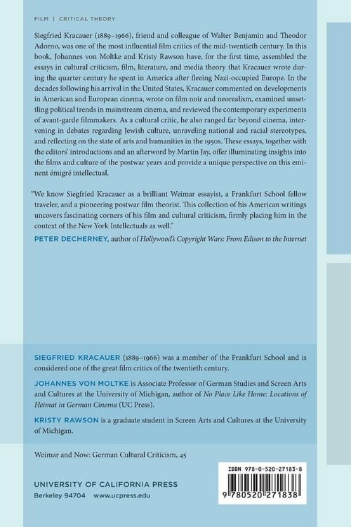 Produktbild: Siegfried Kracauer's American Writings