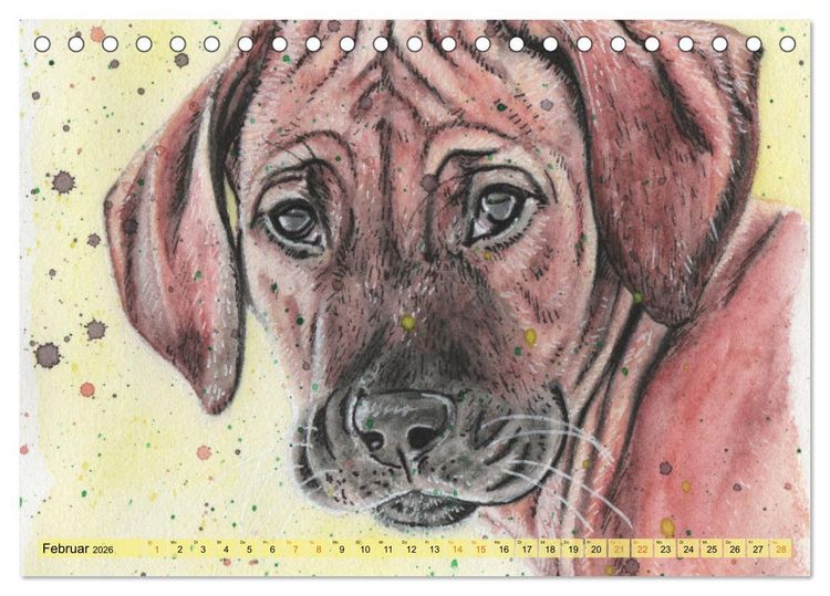 Produktbild: Hundeportr&auml;ts in Aquarell (Tischkalender 2026 DIN A5 quer), CALVENDO Monatskalender