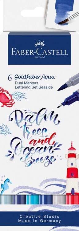 Produktbild: Faber-Castell Tuschestift Dual Marker Goldfaber Aqua, Seaside, 6er Set