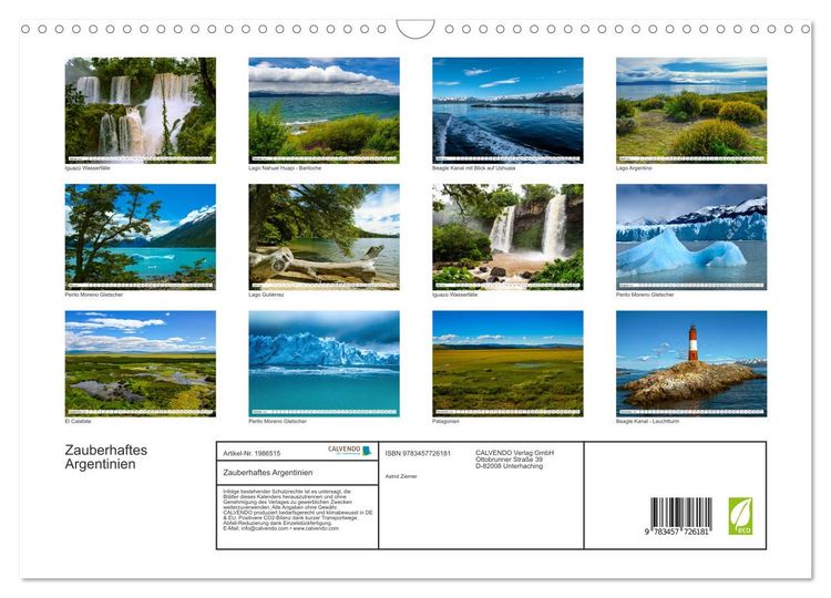 Produktbild: Zauberhaftes Argentinien (Wandkalender 2026 DIN A3 quer), CALVENDO Monatskalender