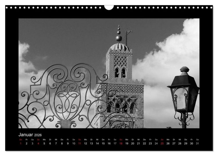 Produktbild: Marokko - Nostalgie in schwarz-weiss (Wandkalender 2026 DIN A3 quer), CALVENDO Monatskalender