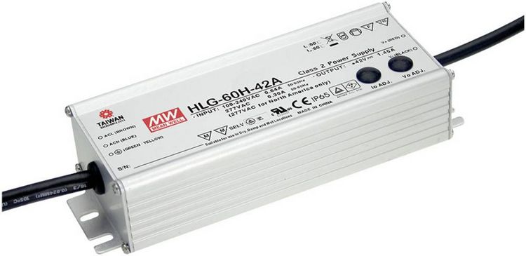 Produktbild: Mean Well MW HLG-60H-48A LED-Treiber, LED-Trafo Konstantspannung, Konstantstrom 62W 1.3A 48 V/DC PFC-Schaltkreis, &Uuml;berlastschutz