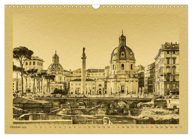 Produktbild: Rom-Ein Kalender im Zeitungsstil (Wandkalender 2026 DIN A3 quer), CALVENDO Monatskalender