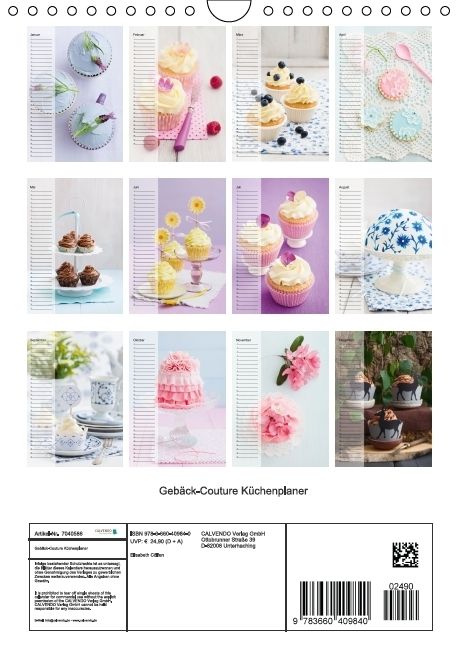 Produktbild: Geb&auml;ck-Couture K&uuml;chenplaner (Wandkalender immerw&auml;hrend DIN A4 hoch)