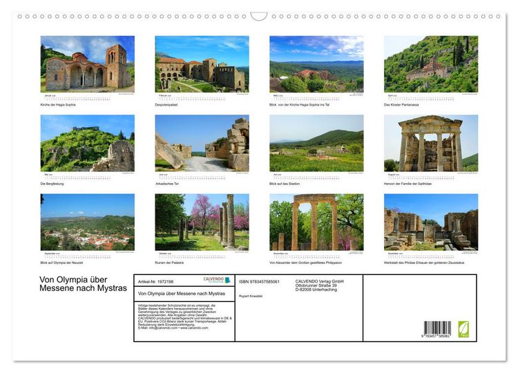 Produktbild: Von Olympia &uuml;ber Messene nach Mystras (Wandkalender 2026 DIN A2 quer), CALVENDO Monatskalender