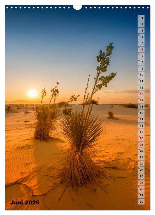Produktbild: WHITE SANDS NATIONAL MONUMENT W&uuml;stenimpressionen (Wandkalender 2026 DIN A3 hoch), CALVENDO Monatskalender