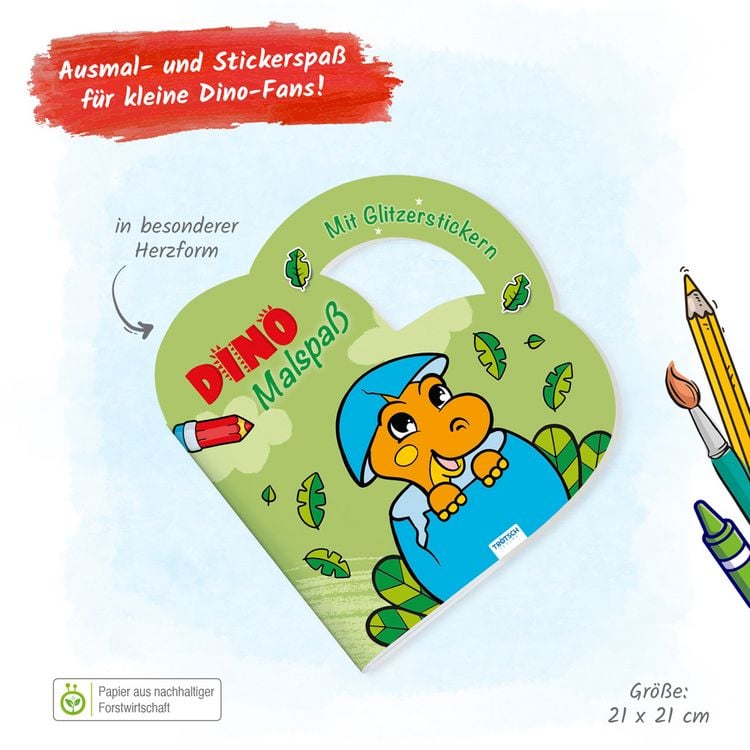 Produktbild: Tr&ouml;tsch Malbuch Stickermalbuch Dino Malspa&szlig;