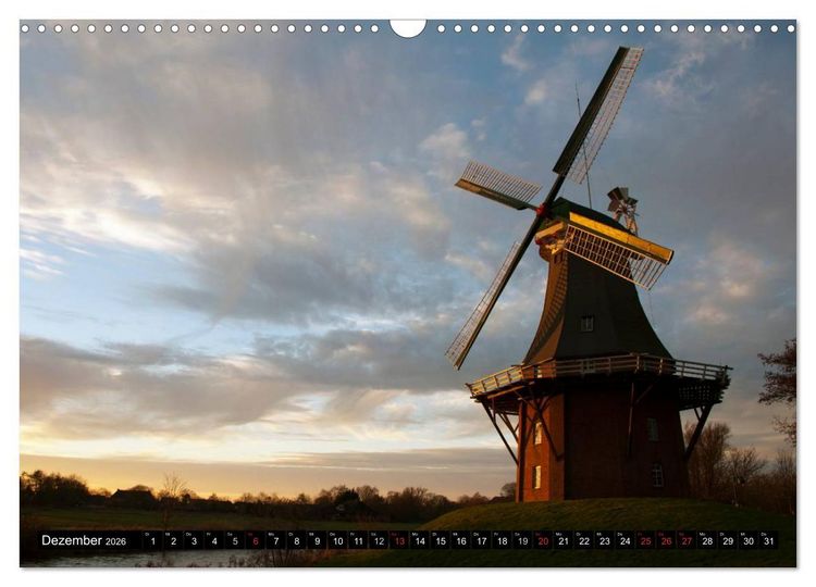 Produktbild: Windm&uuml;hlen in Deutschland (Wandkalender 2026 DIN A3 quer), CALVENDO Monatskalender