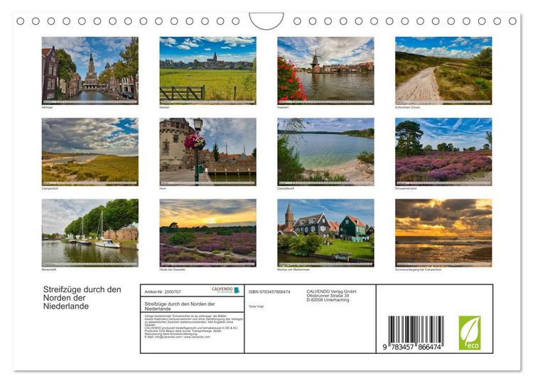 Produktbild: Streifz&uuml;ge durch den Norden der Niederlande (Wandkalender 2026 DIN A4 quer), CALVENDO Monatskalender