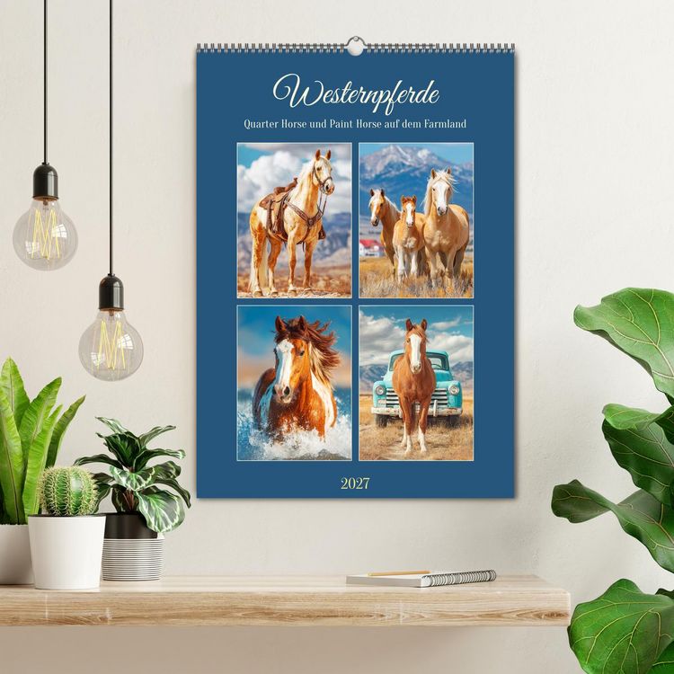 Produktbild: Westernpferde. Quarter Horse und Paint Horse auf dem Farmland (Wandkalender 2027 DIN A2 hoch), CALVENDO Monatskalender