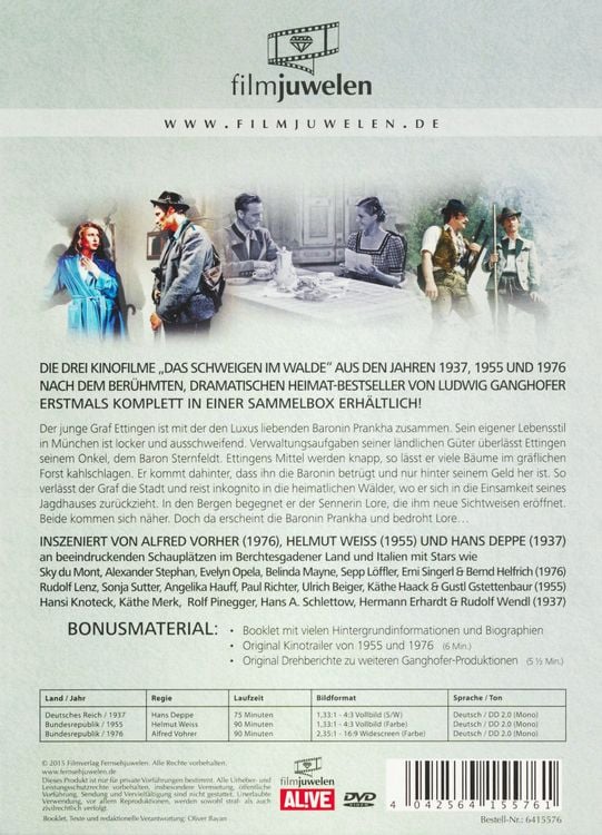 Produktbild: Das Schweigen im Walde - Die Ganghofer Verfilmungen Sammelbox 3 - filmjuwelen [3 DVDs]